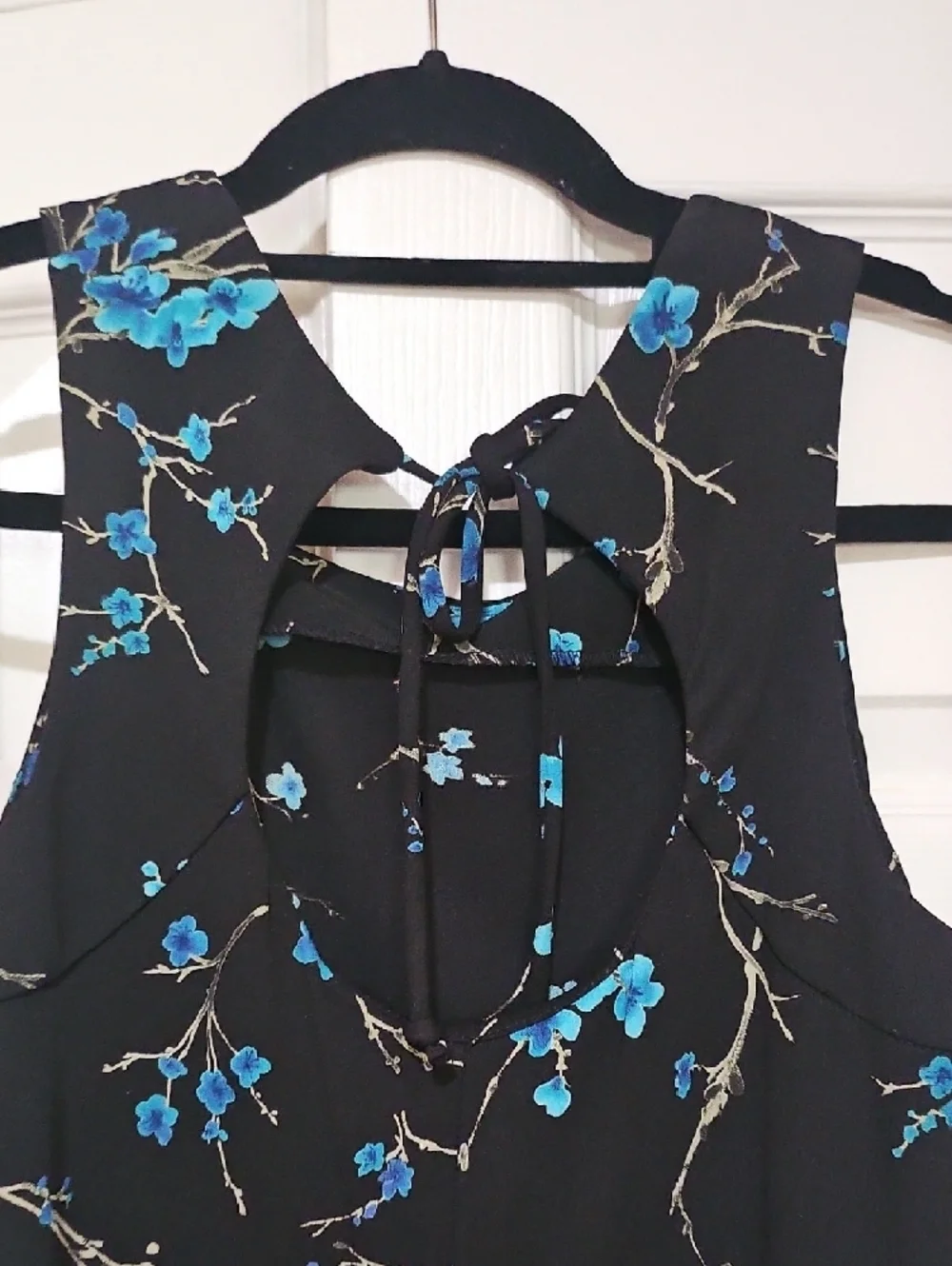 AGB Black Maxi Dress with Blue Floral Print - Picture 4 of 14